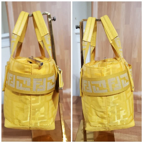 FENDI Zucca Zip Code Shoulder Yellow Bag - Picture 6 of 12